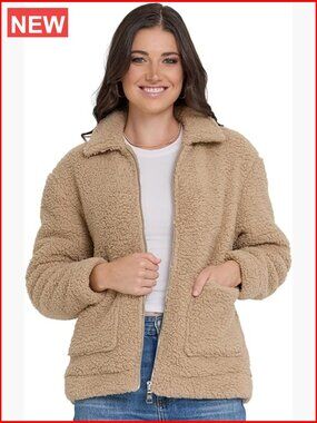Oversized Faux Fur Sherpa Jacket Women Winter Coat Plus Size XS-3X